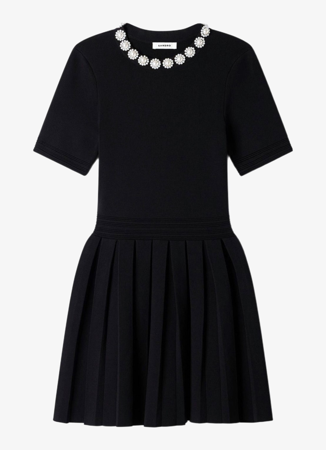 Sandro Mini jurk met sierknopen - voorkant 4 zwart