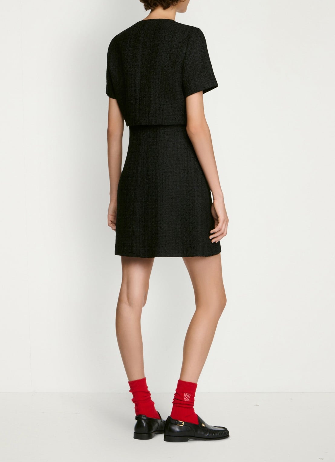 Sandro Mini jurk met tweed-look - achterkant 4 zwart