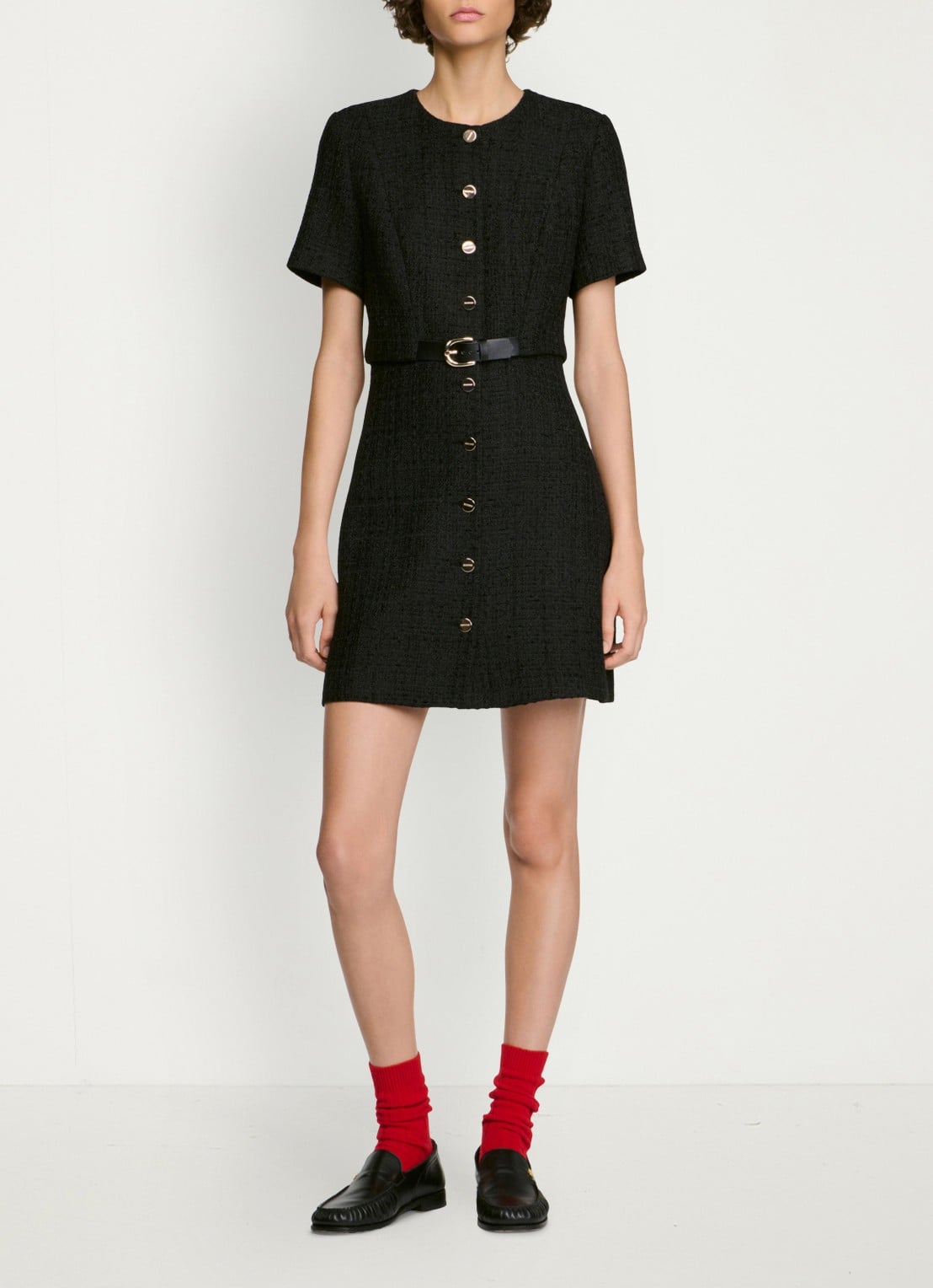Sandro Mini jurk met tweed-look - detail zwart