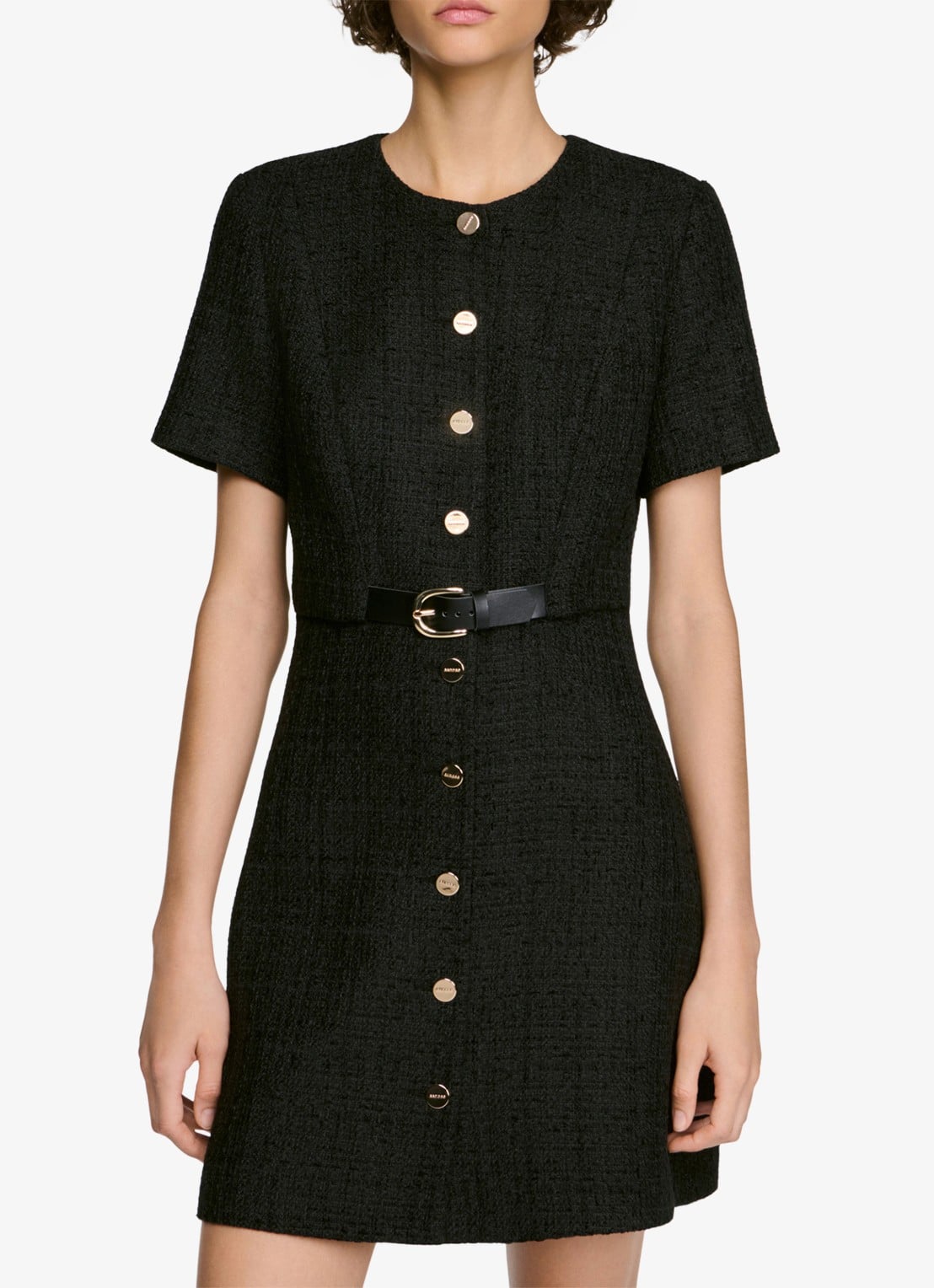 Sandro Mini jurk met tweed-look - detail 3 zwart