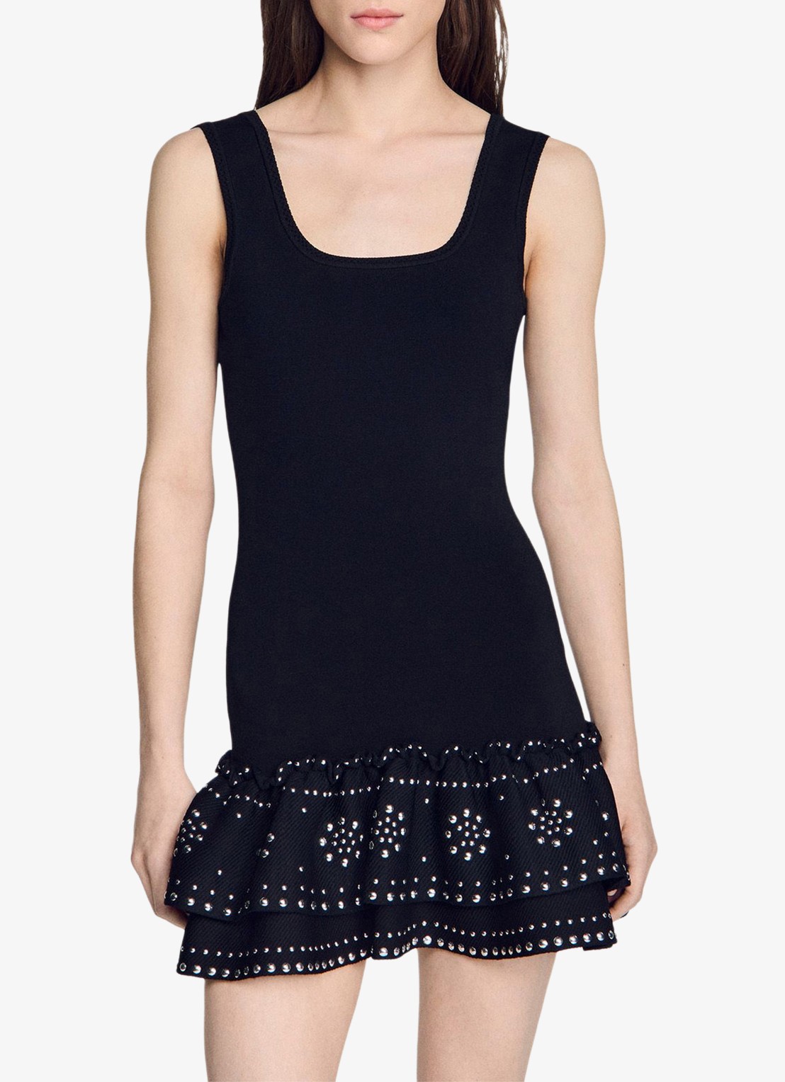 Sandro Mini jurk met volant - detail 4 zwart