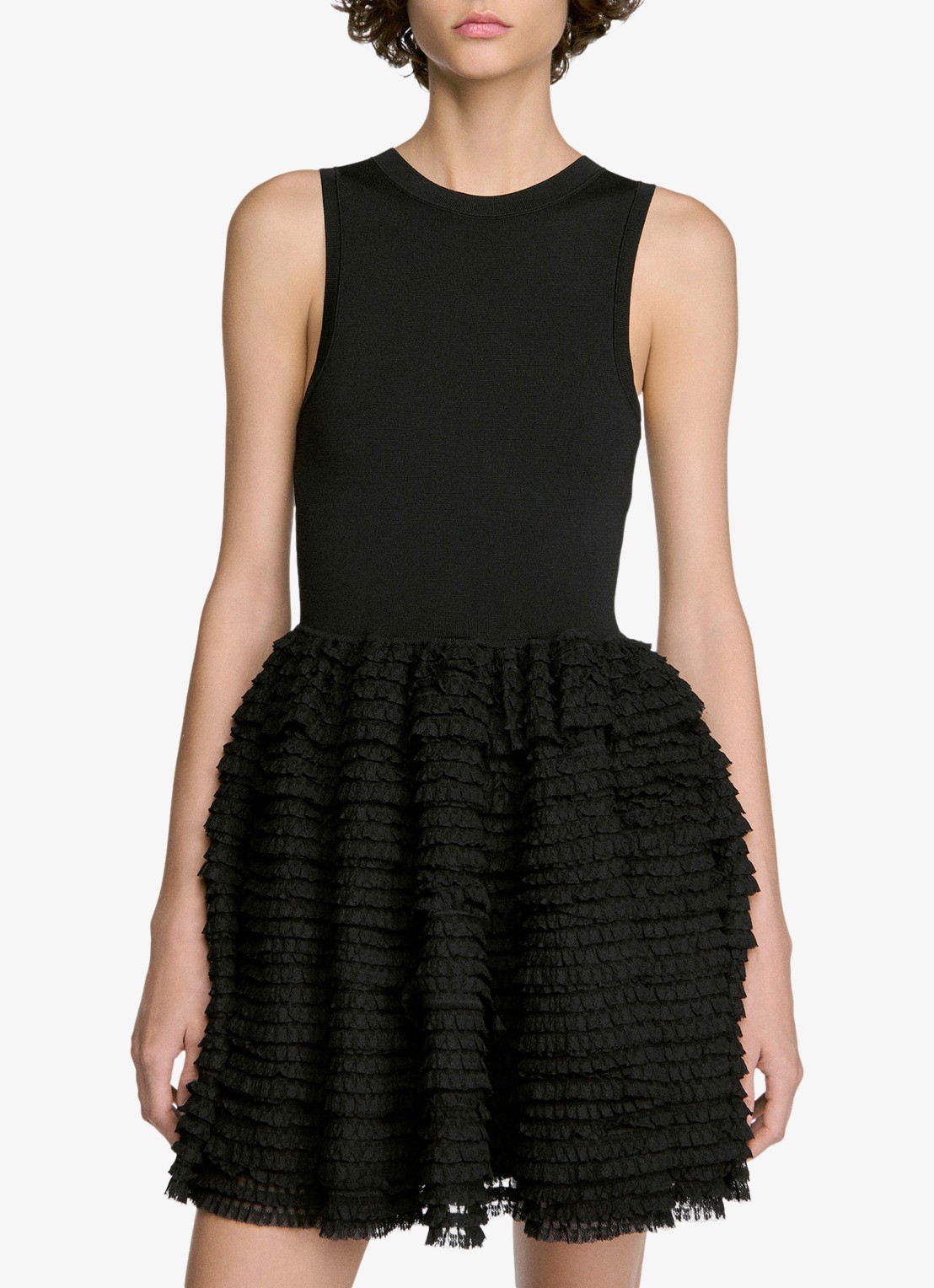 Sandro Mini jurk met volant - detail zwart