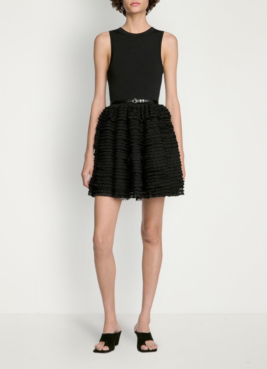 Sandro Mini jurk met volant - detail 2 zwart