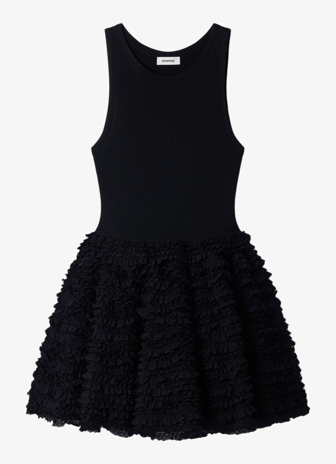 Sandro Mini jurk met volant - voorkant 5 zwart