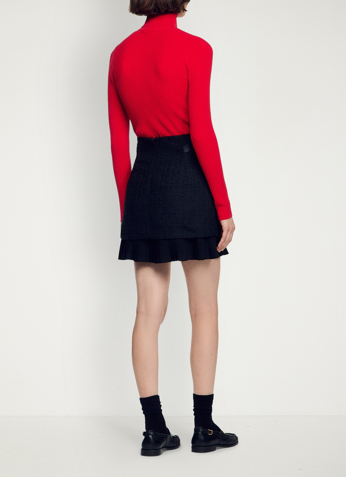 Sandro Mini rok met tweed-look - achterkant 3 black / zwart
