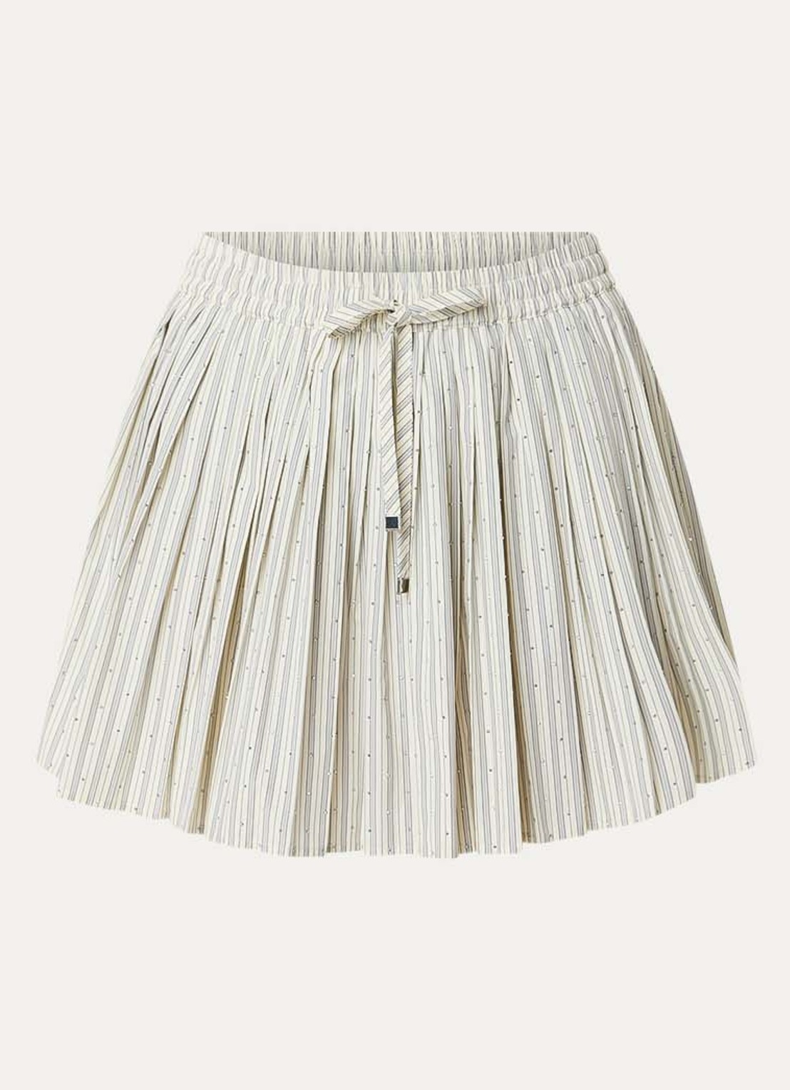 Sandro Minirok met plissé en strass - voorkant creme