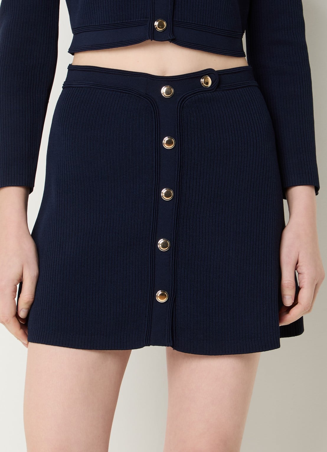 Sandro Minirok met ribstructuur - detail 4 donkerblauw