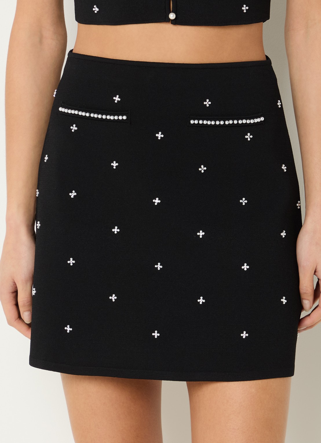 Sandro Minirok met strass - detail 4 zwart