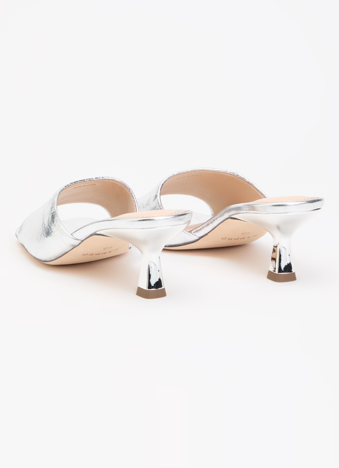 Sandro Muiltje van leer met metallic finish  - achterkant 2 zilver