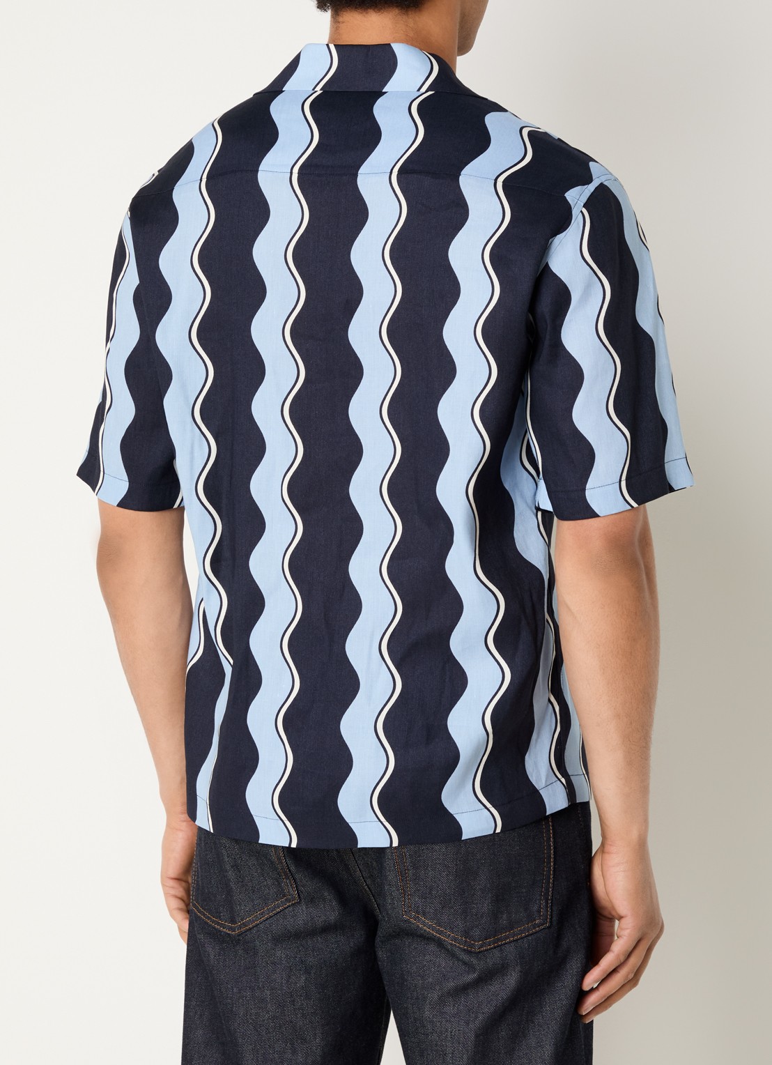Sandro Overhemd in linnenblend met streepprint - achterkant 2 donkerblauw