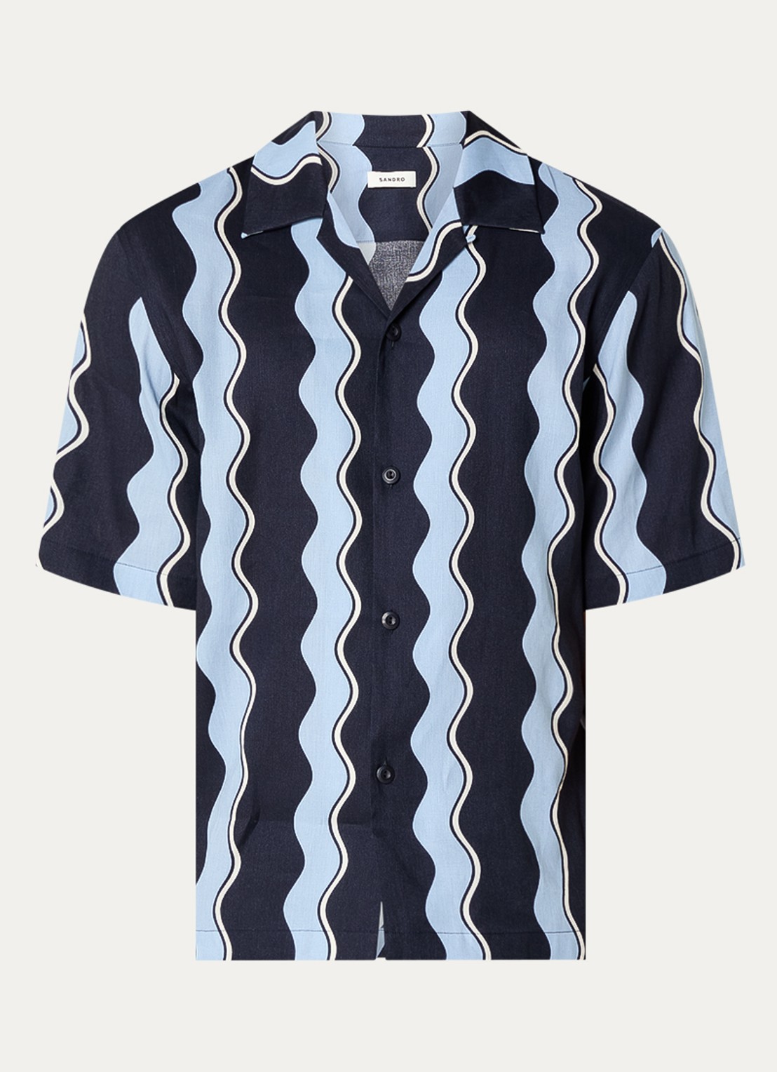 Sandro Overhemd in linnenblend met streepprint - voorkant 3 donkerblauw