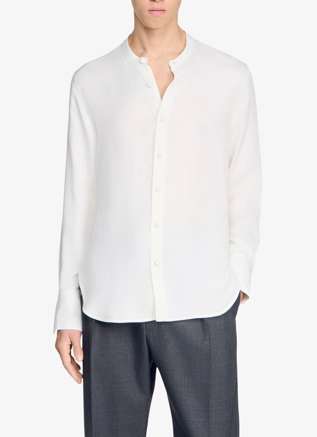 Sandro Overhemd met ronde hals - detail 4 white / wit