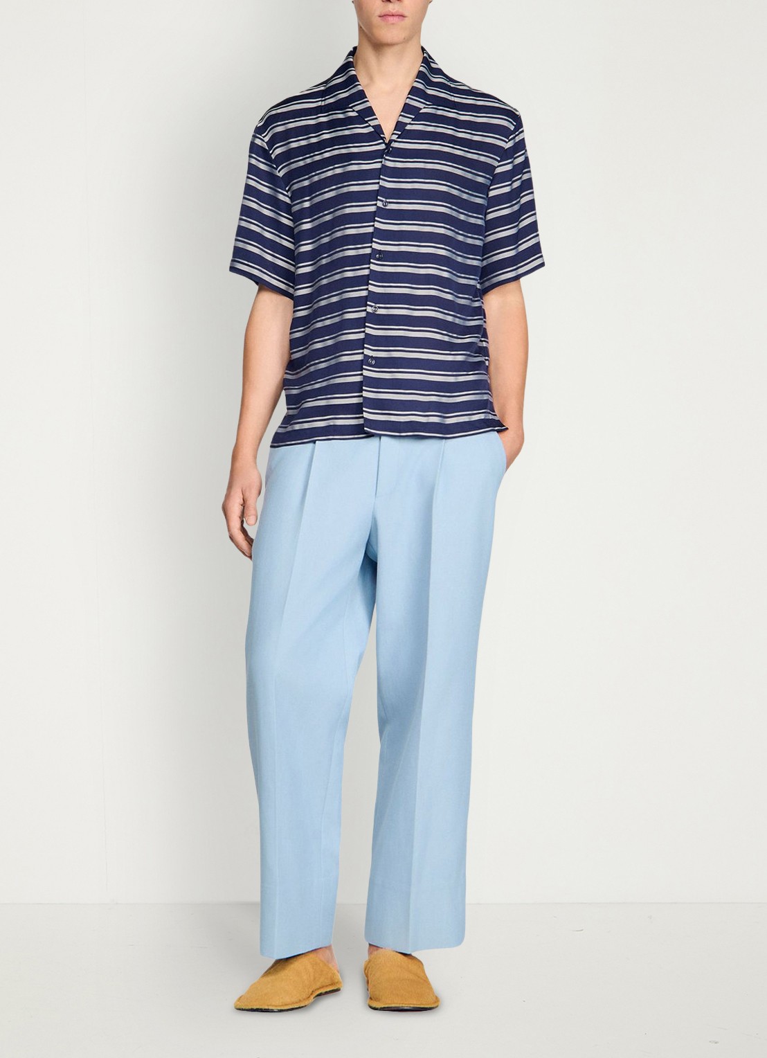 Sandro Overhemd met streepprint - voorkant 2 donkerblauw