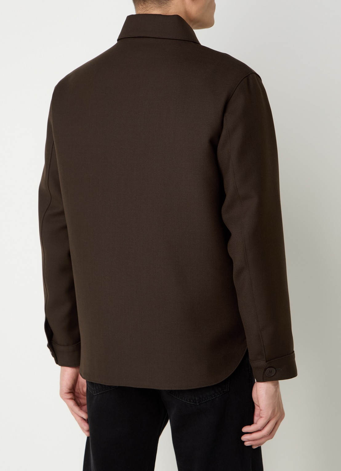 Sandro Overshirt in wolblend met borstzakken - achterkant 2 donkerbruin