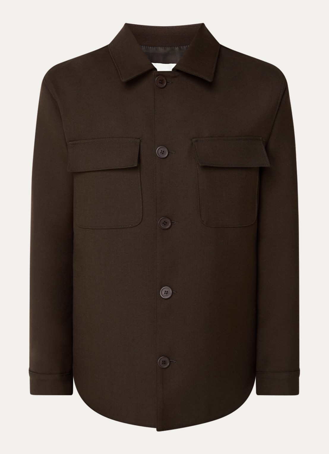 Sandro Overshirt in wolblend met borstzakken - voorkant 3 donkerbruin