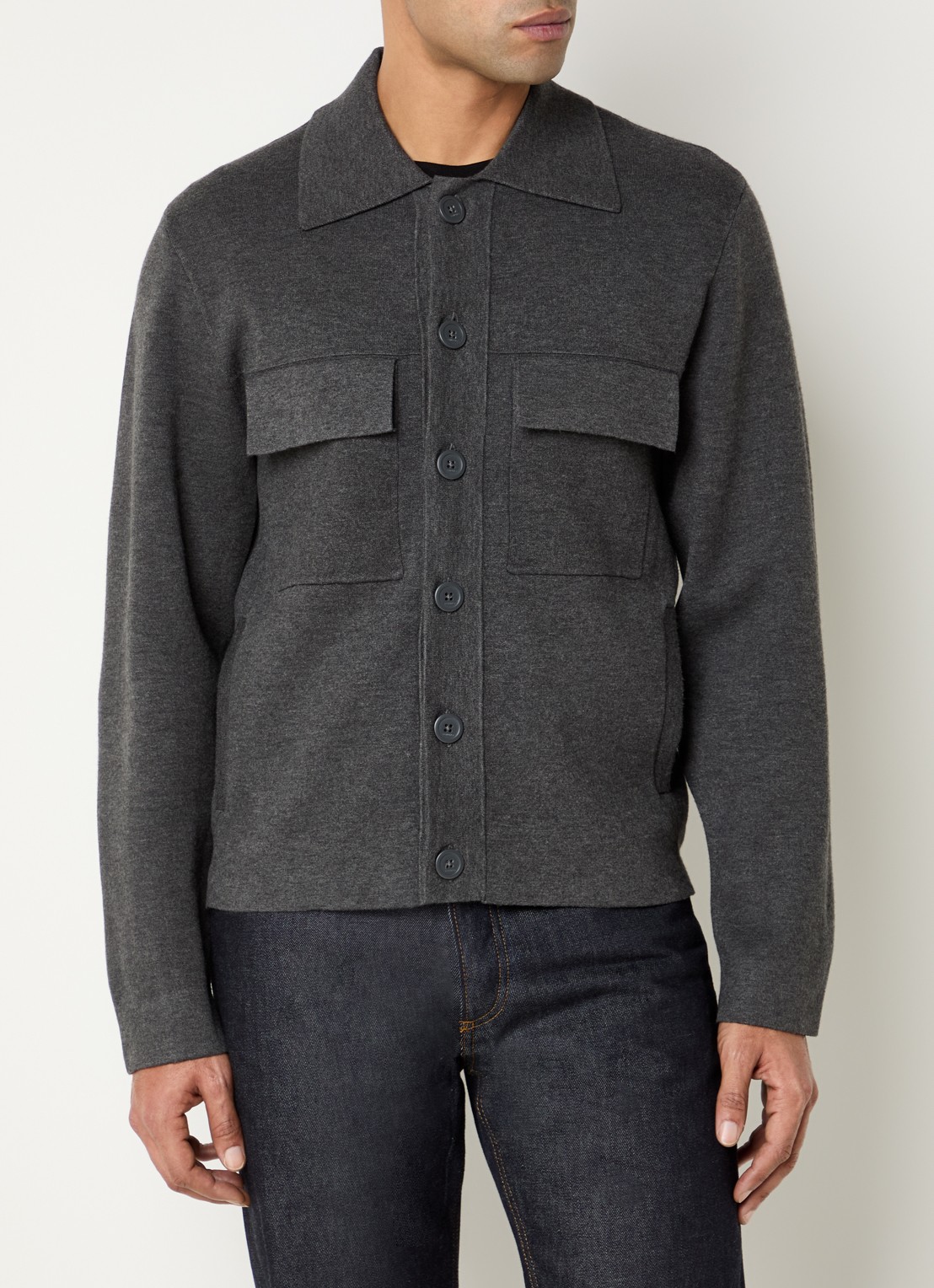 Sandro Overshirt met borstzakken - detail 2 donkergrijs