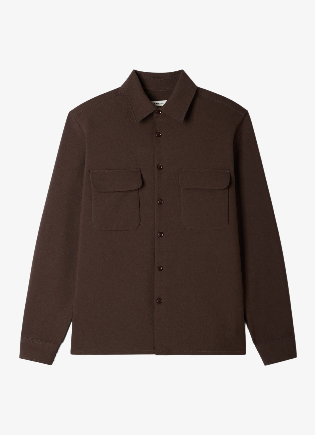 Sandro Overshirt met borstzakken - voorkant dark taupe / bruin