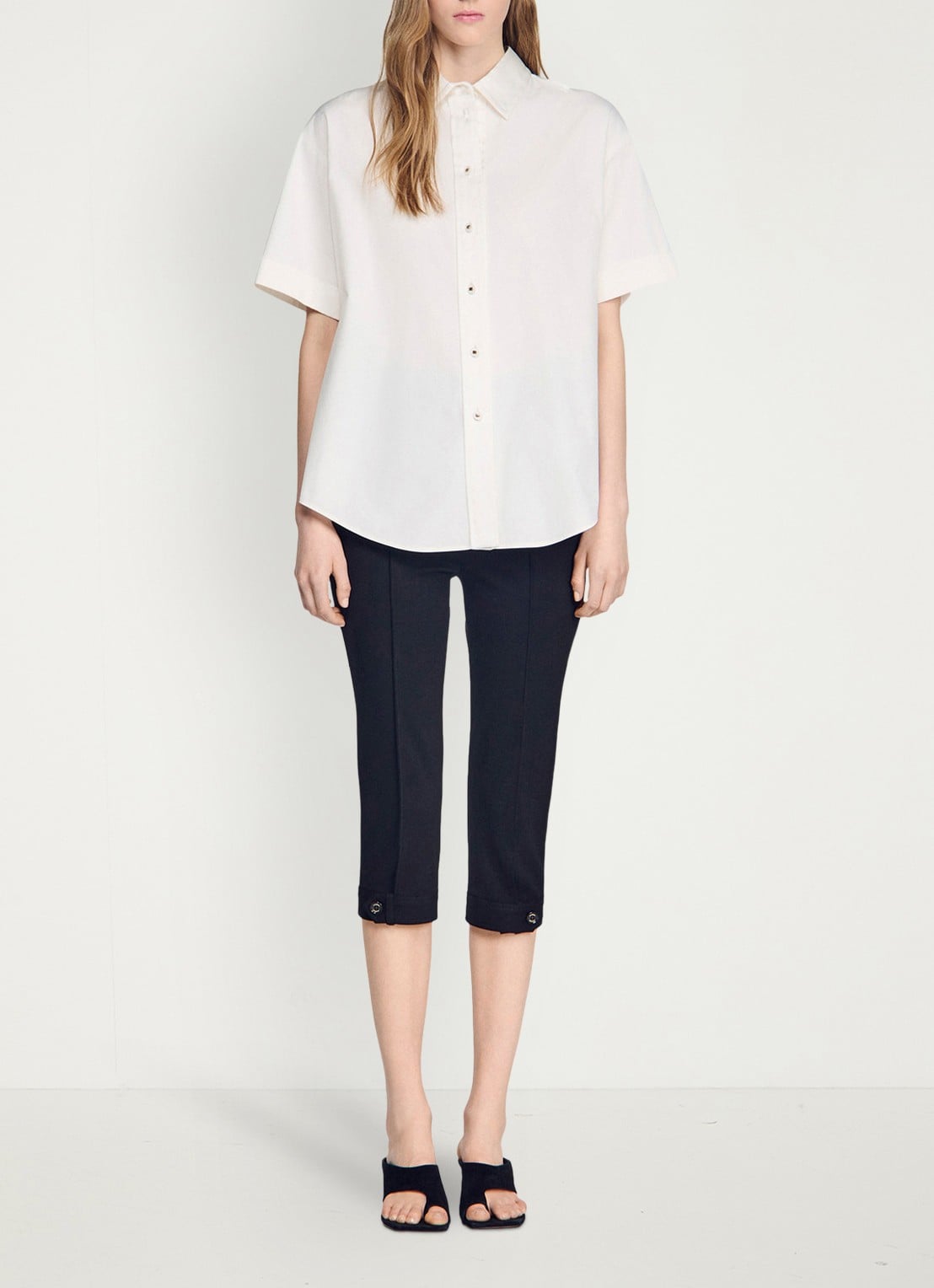 Sandro Oversized blouse met geplooid detail - detail 4 ecru / wit