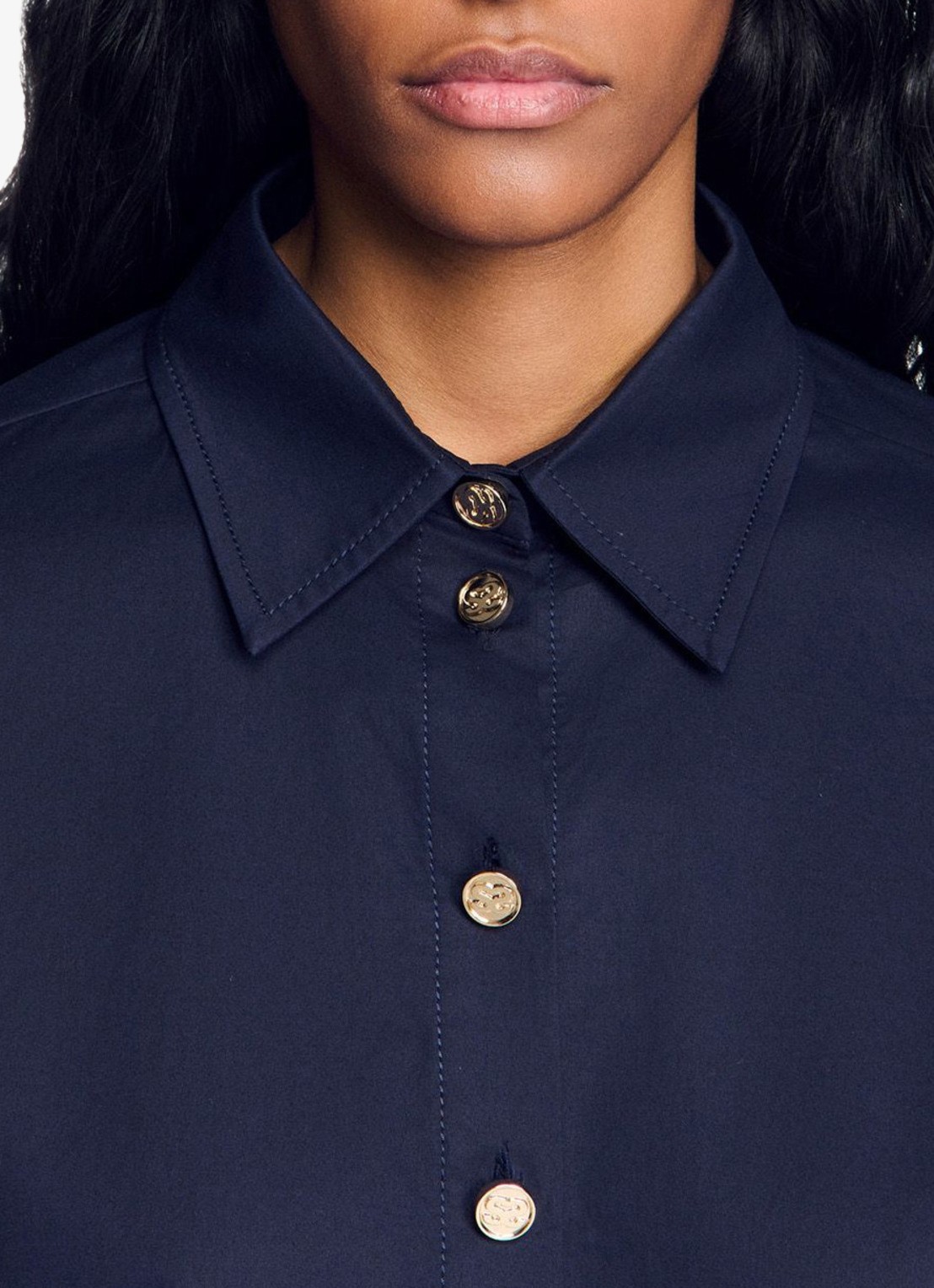 Sandro Oversized blouse met stretch - detail 3 blauw