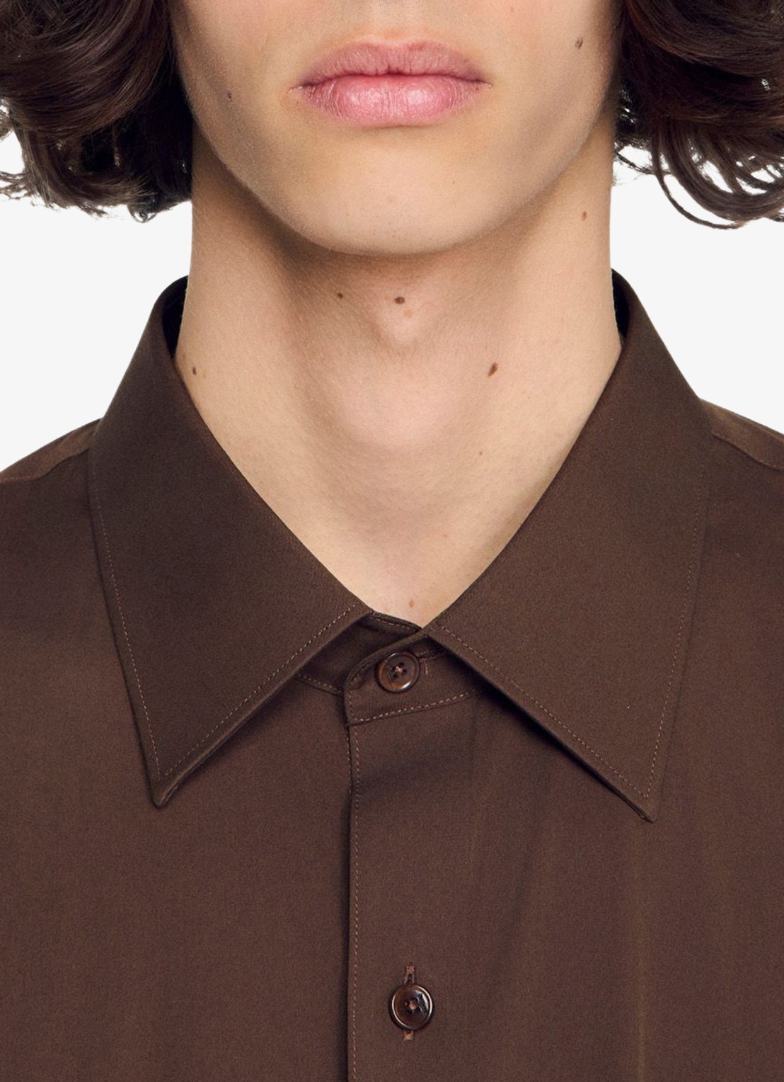 Sandro Oversized fit overhemd met borstzak - detail 3 bruin