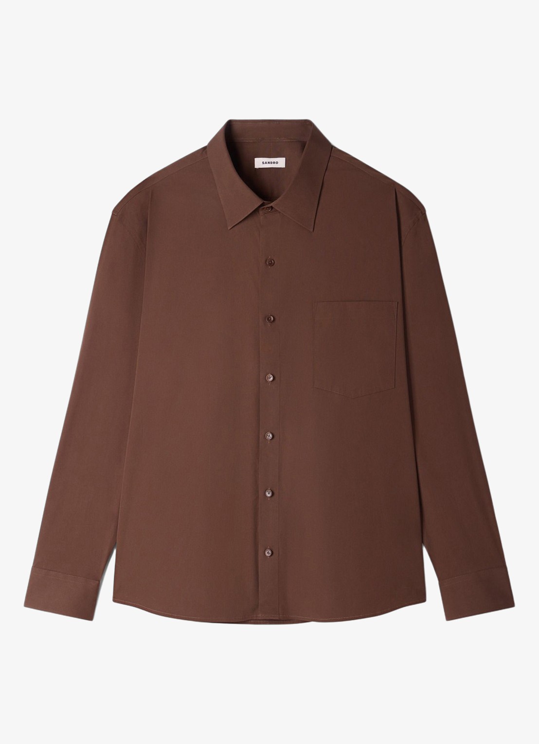Sandro Oversized fit overhemd met borstzak - voorkant 5 bruin