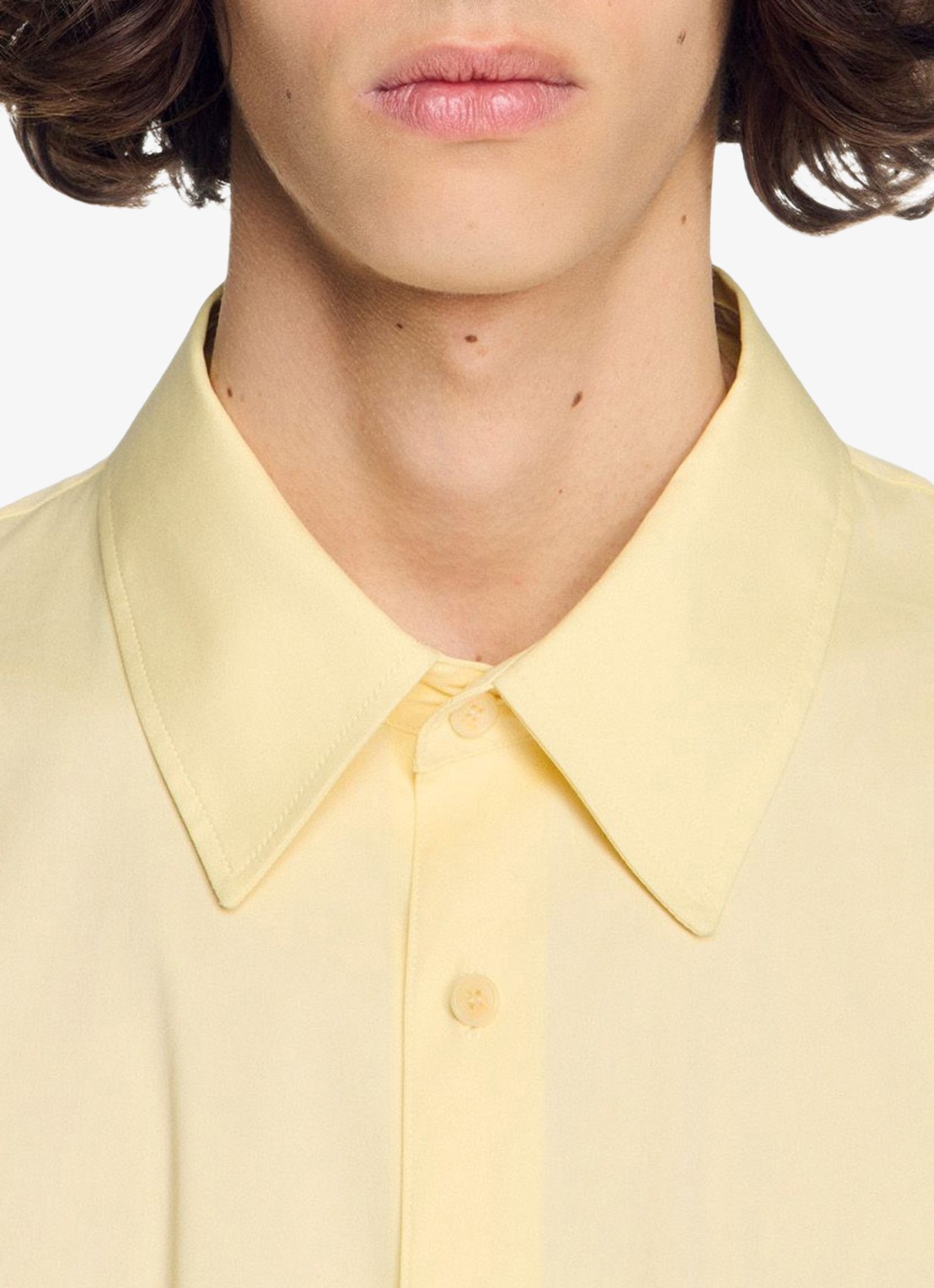 Sandro Oversized fit overhemd met borstzak - detail 4 geel