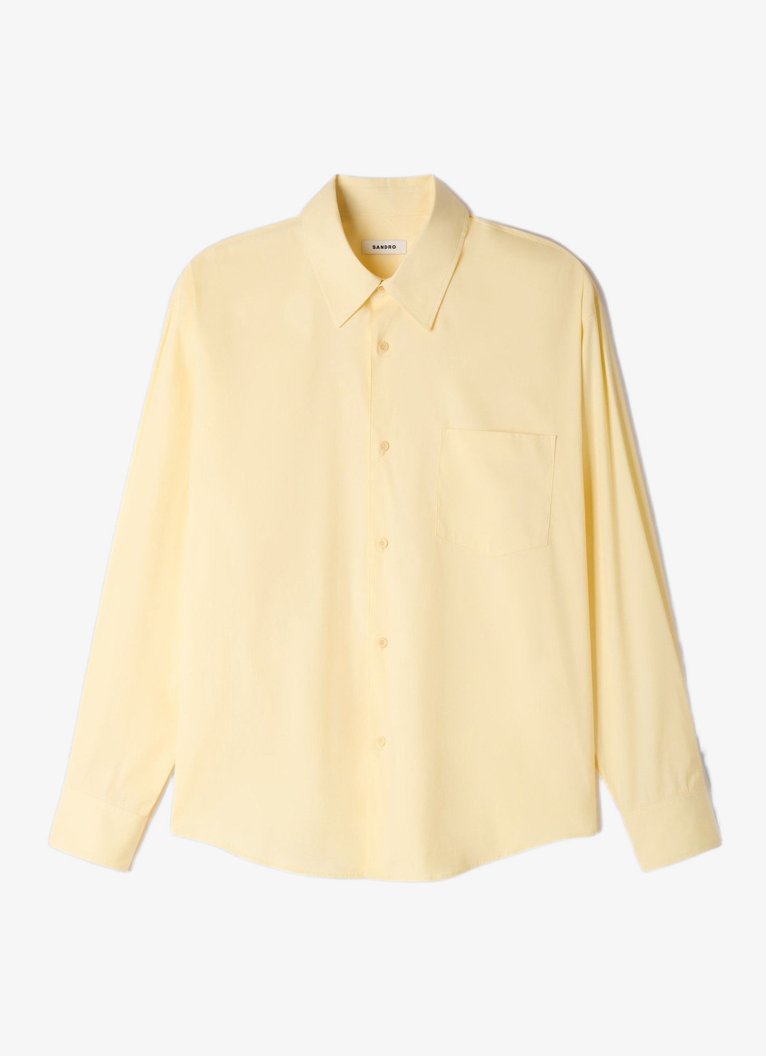 Sandro Oversized fit overhemd met borstzak - voorkant geel