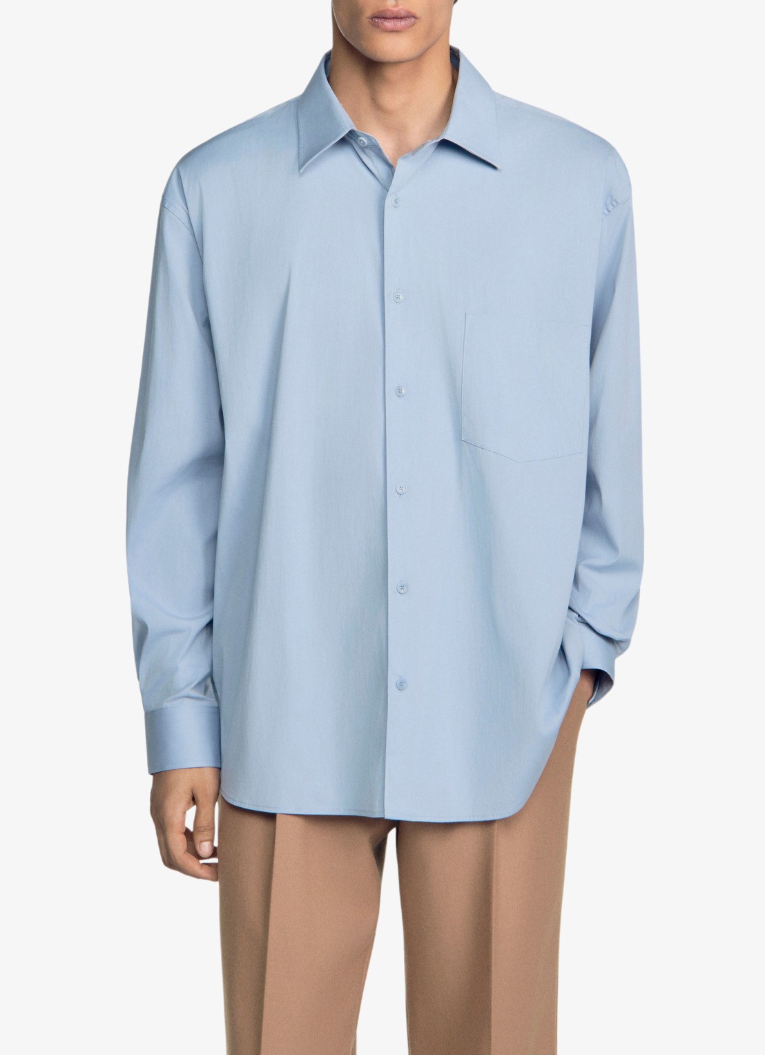 Sandro Oversized fit overhemd met borstzak - detail 3 blauwgrijs