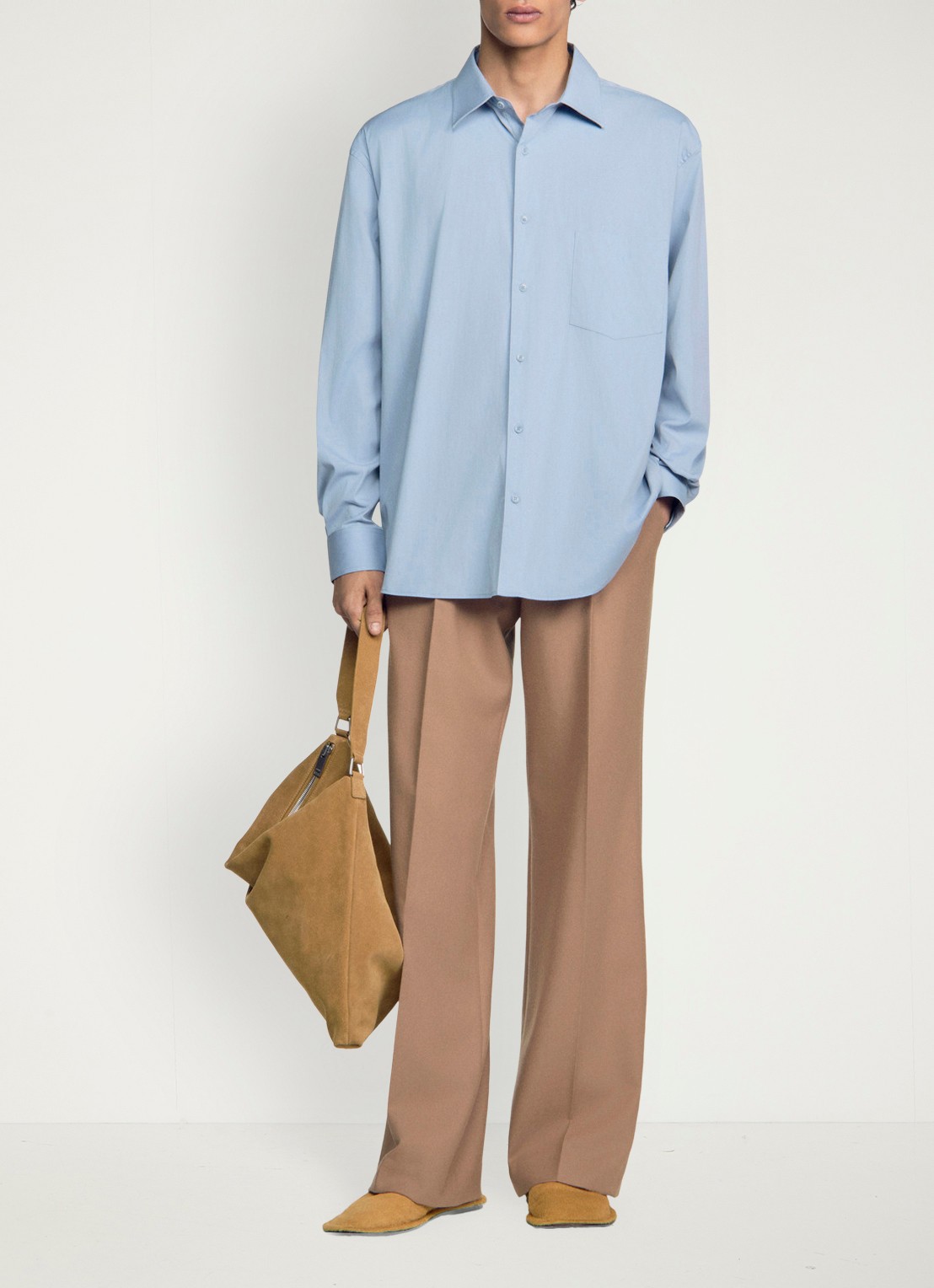 Sandro Oversized fit overhemd met borstzak - detail 4 blauwgrijs