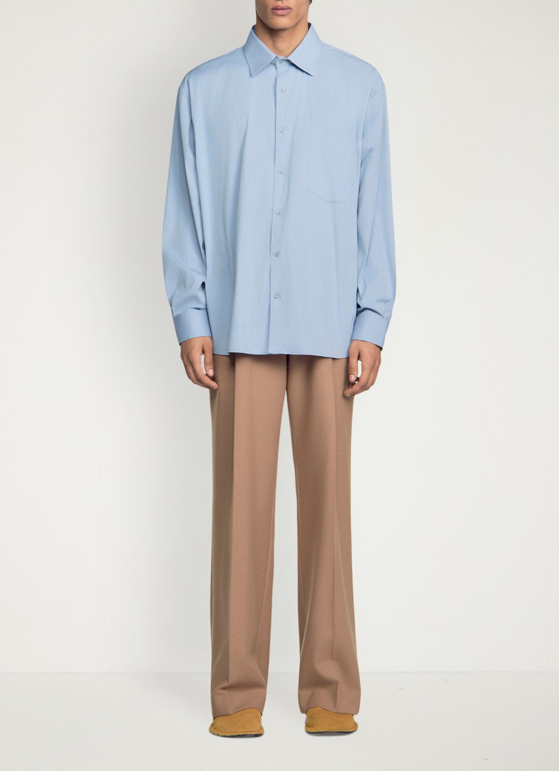 Sandro Oversized fit overhemd met borstzak - voorkant 2 blauwgrijs