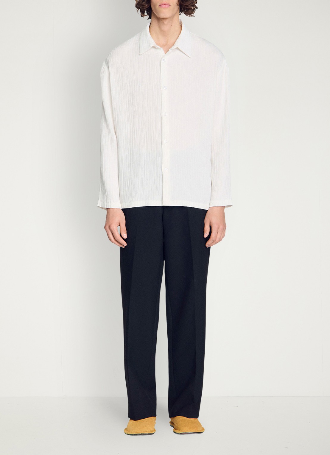 Sandro Oversized fit overhemd met structuur - voorkant 6 wit