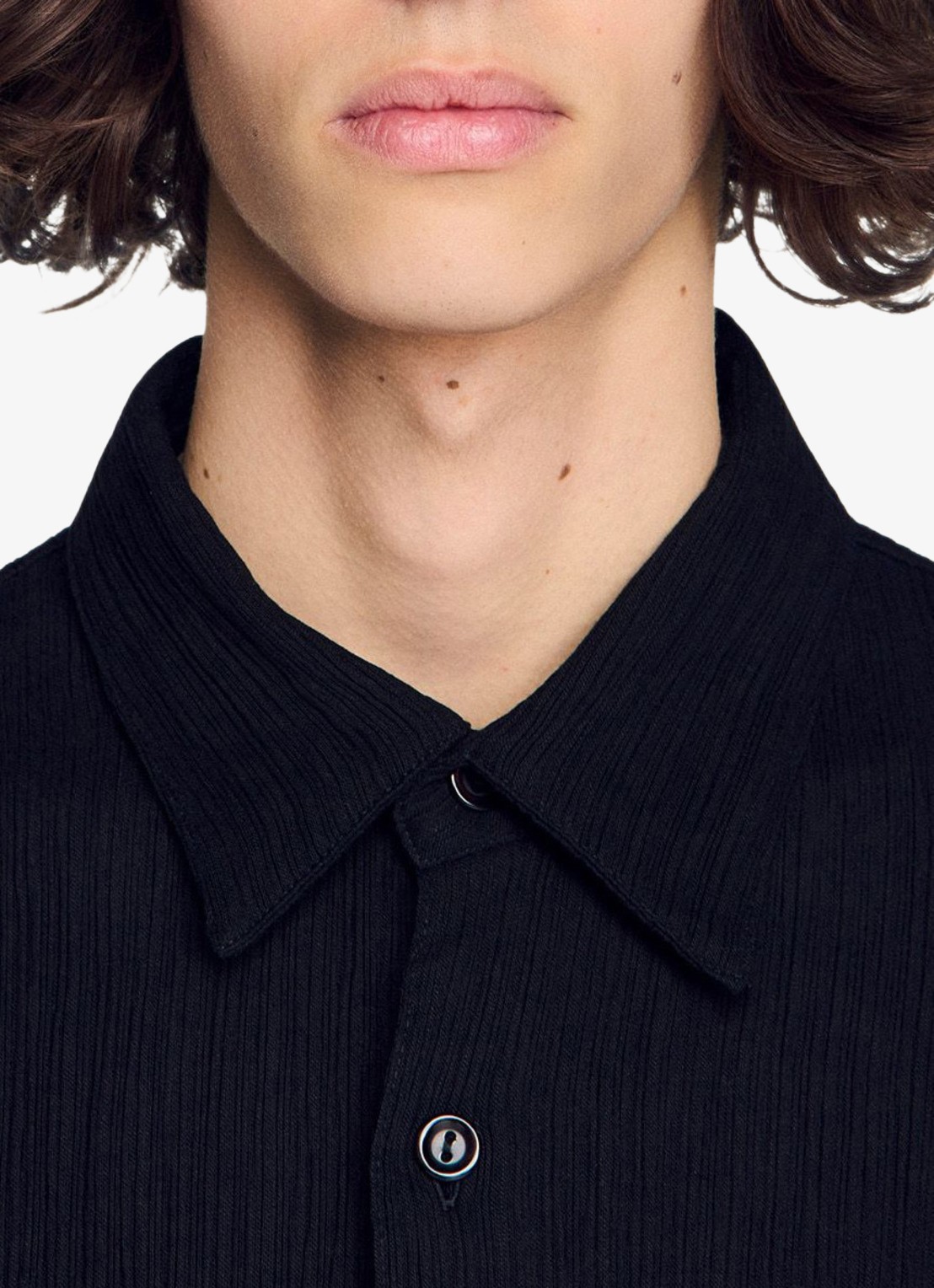 Sandro Oversized fit overhemd met structuur - detail 6 zwart