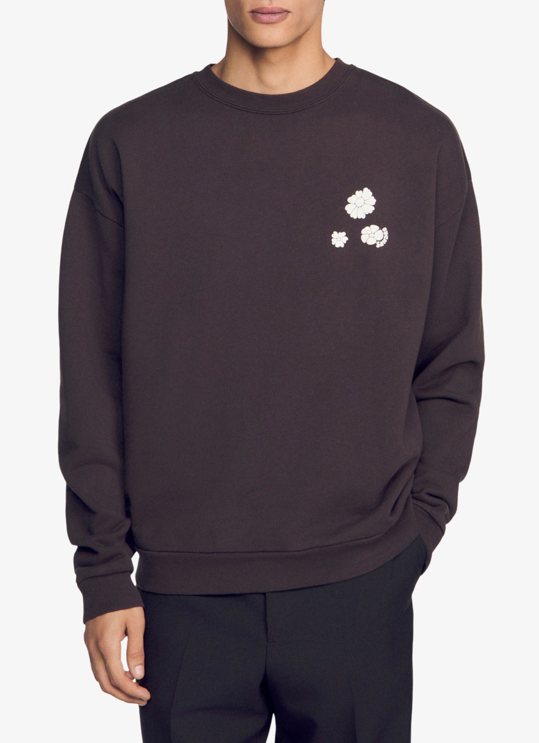 Sandro Oversized sweater met logo - detail 3 chocoladebruin