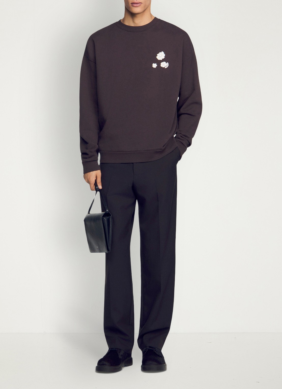 Sandro Oversized sweater met logo - detail 4 chocoladebruin