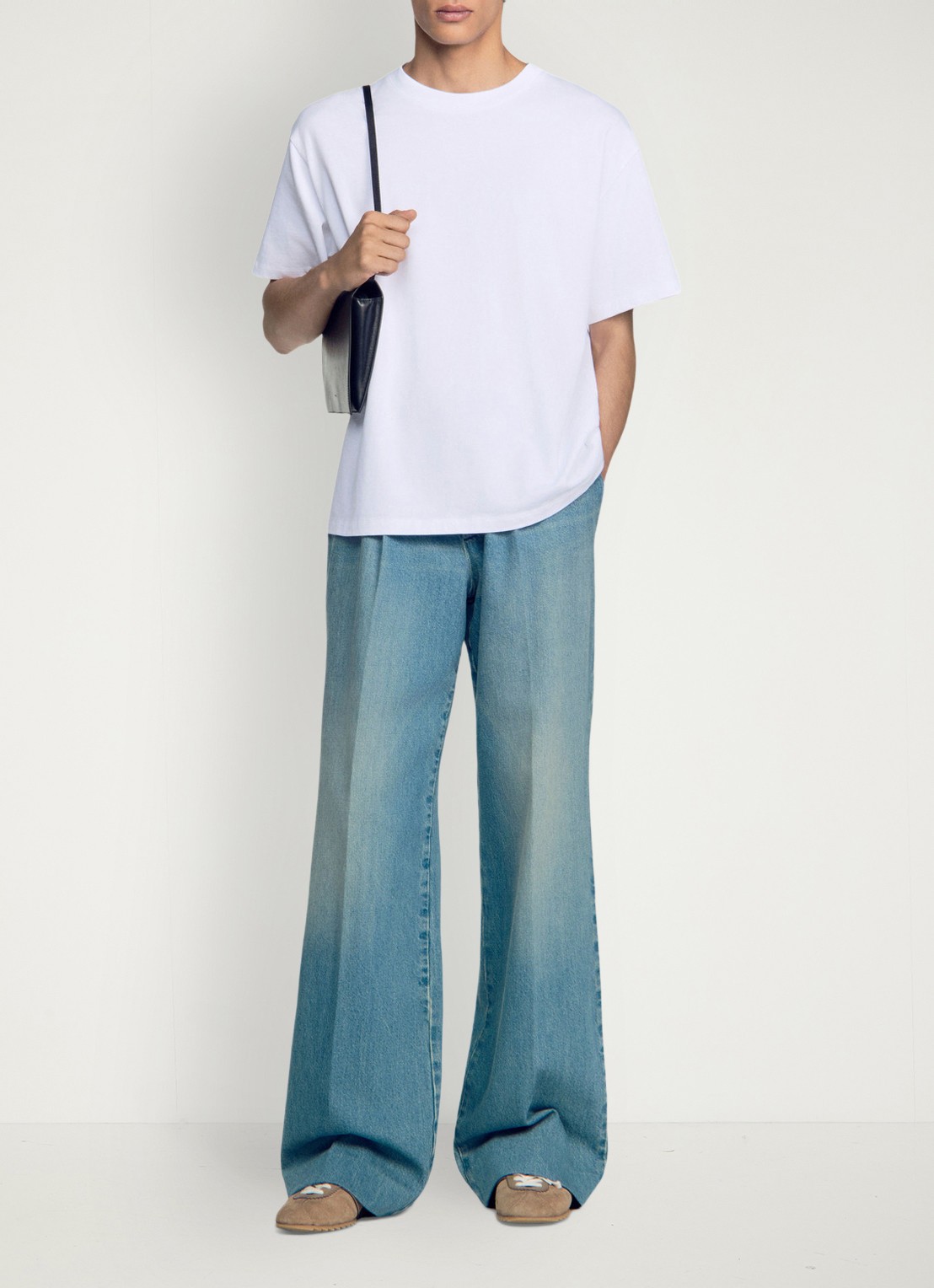 Sandro Oversized T-shirt met ronde hals - detail 4 wit
