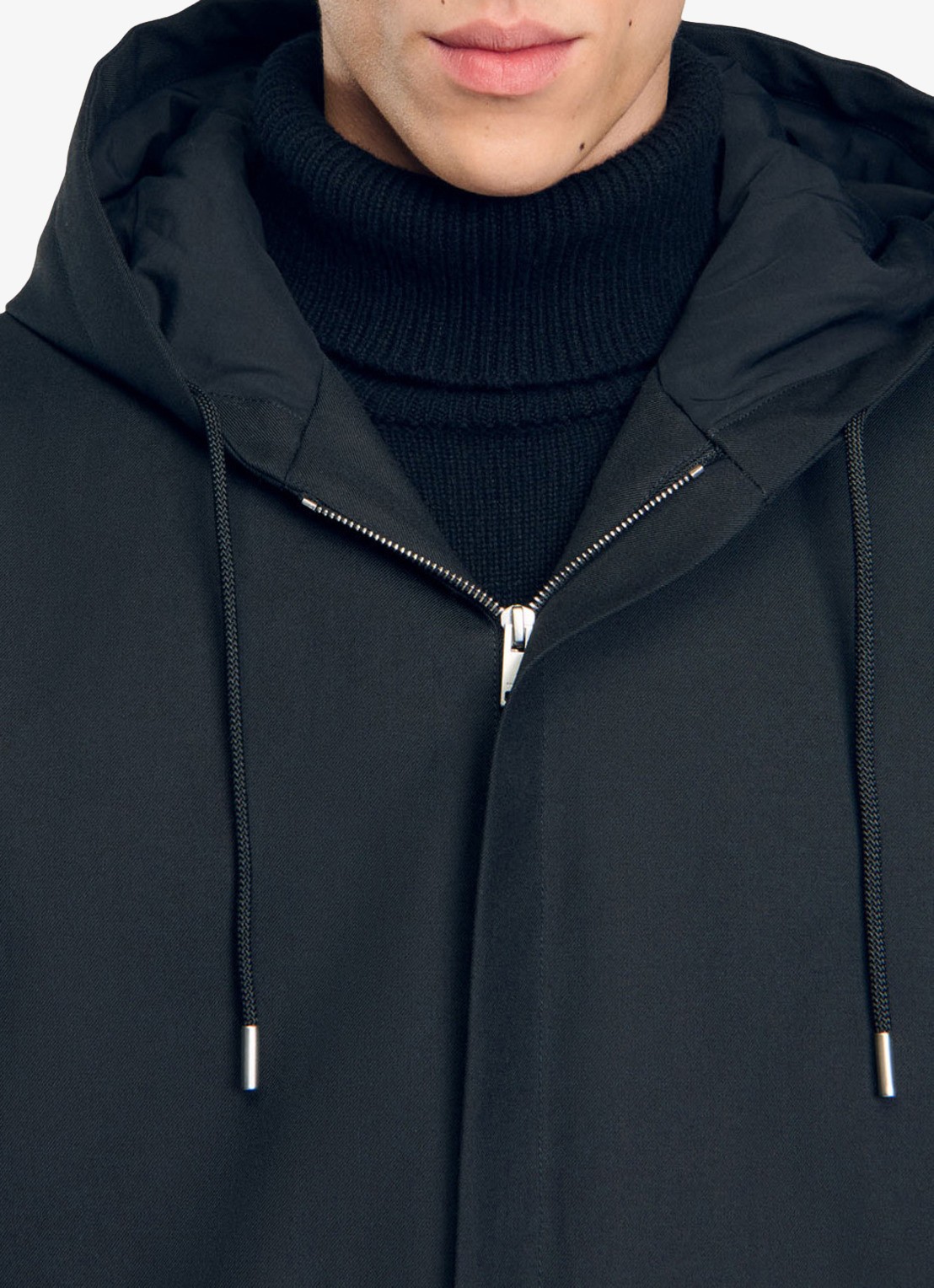 Sandro Parka in wolblend met steekzakken - detail 3 zwart