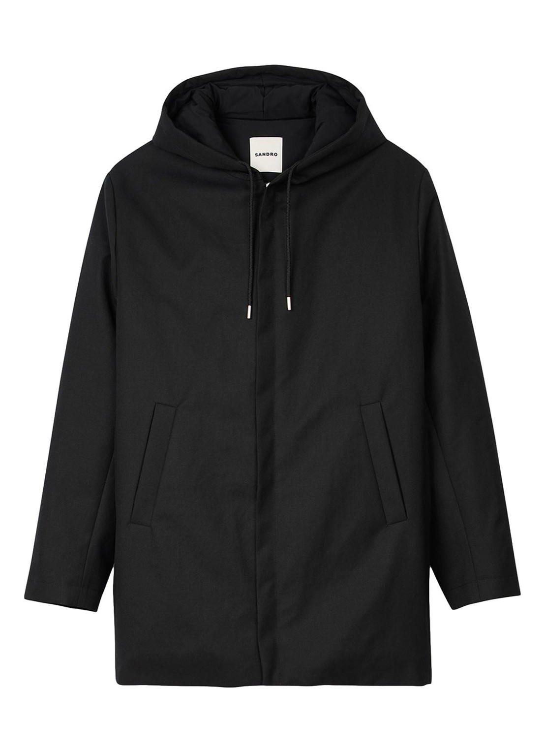 Sandro Parka in wolblend met steekzakken - voorkant 5 zwart