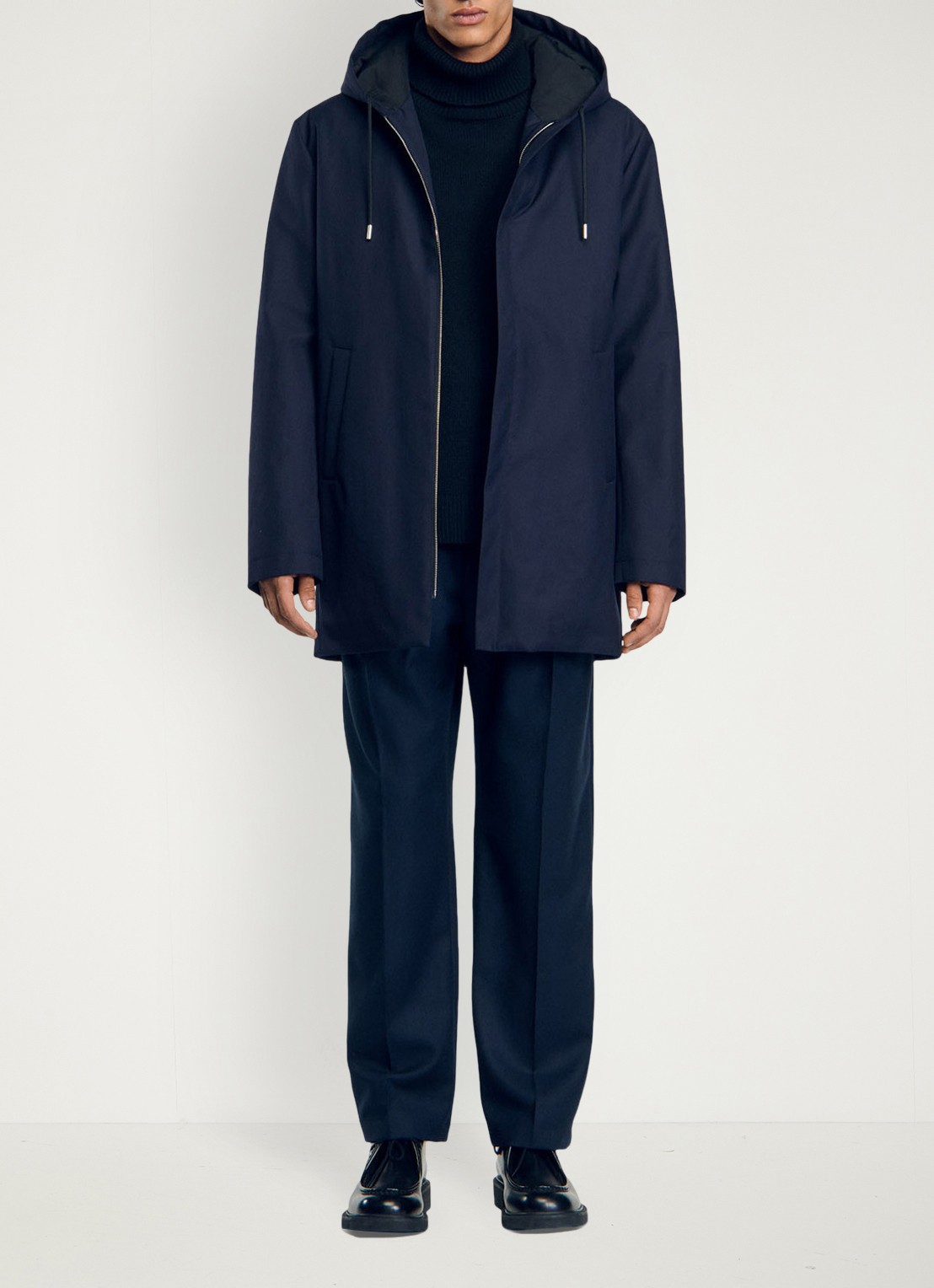 Sandro Parka in wolblend met steekzakken - detail 2 donkerblauw