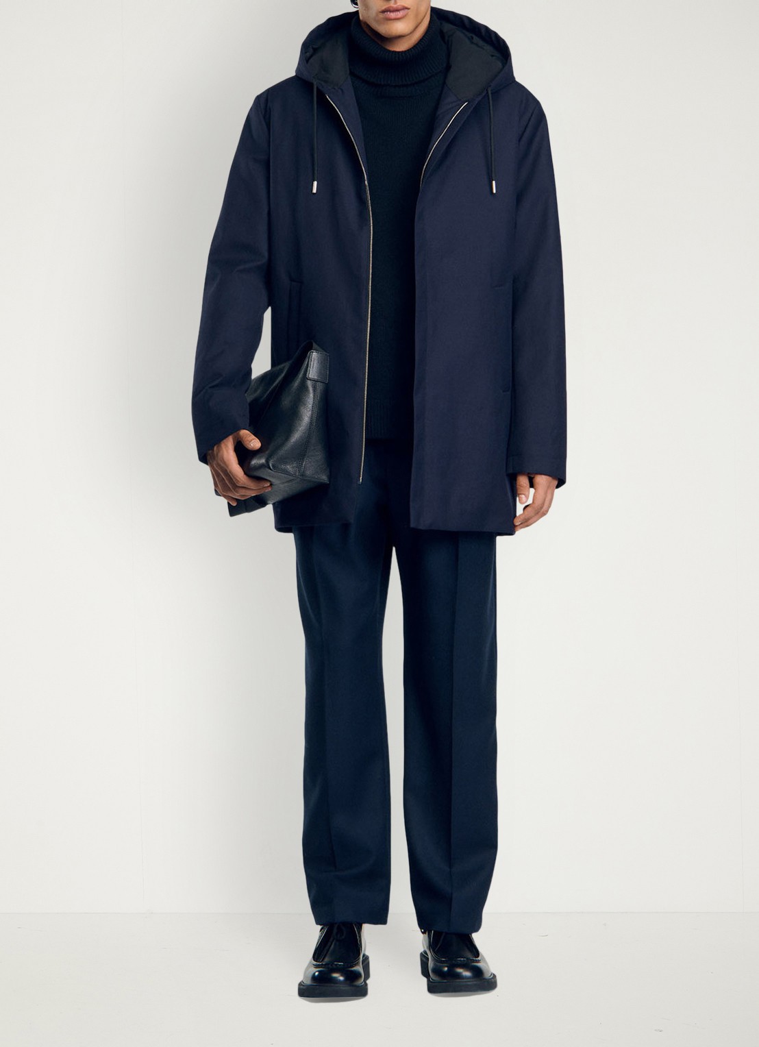 Sandro Parka in wolblend met steekzakken - voorkant 6 donkerblauw