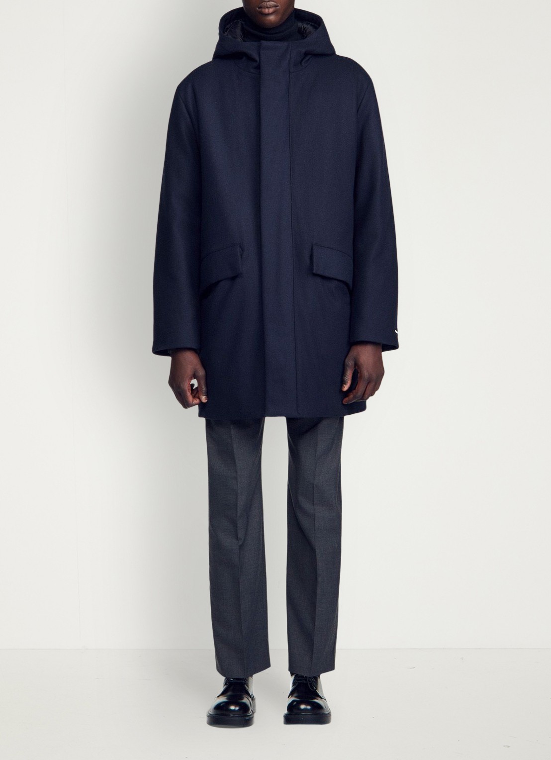 Sandro Parka in wolblend - detail 5 donkerblauw
