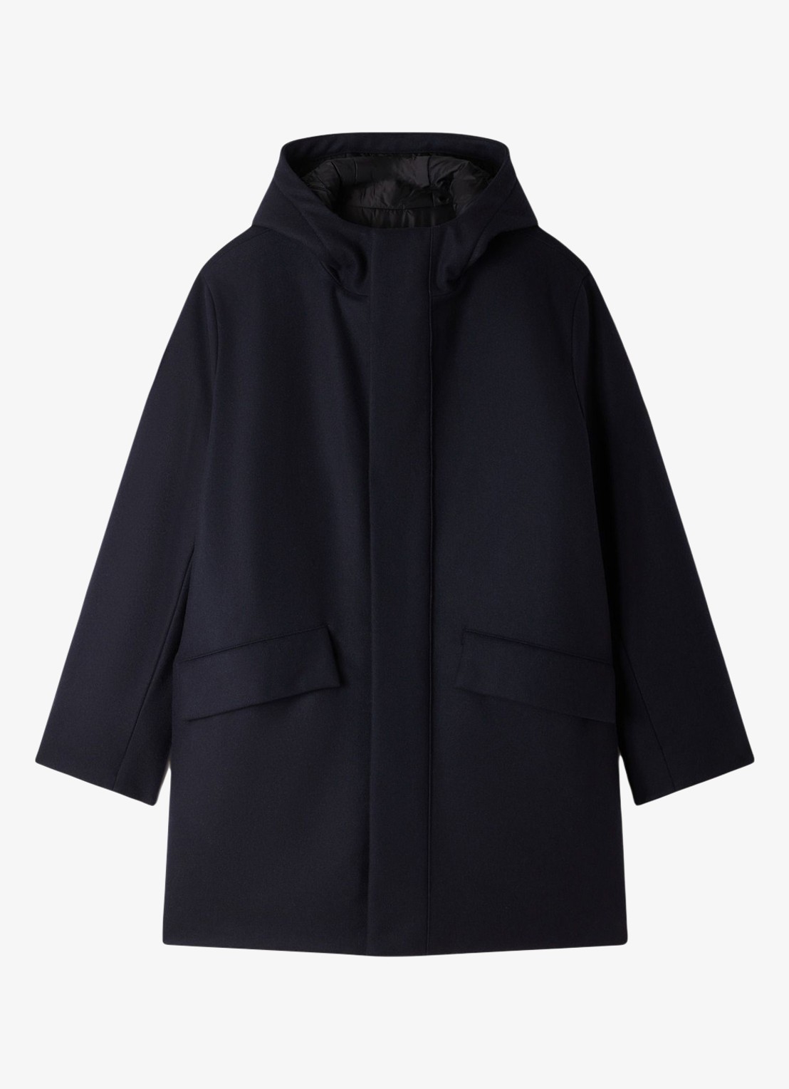 Sandro Parka in wolblend - voorkant 2 donkerblauw
