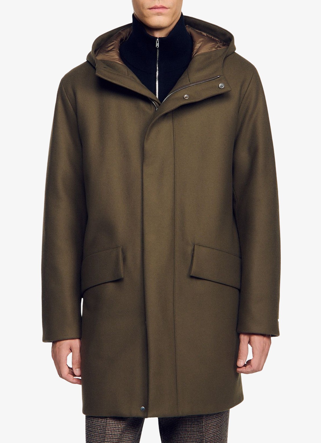 Sandro Parka in wolblend - detail taupe