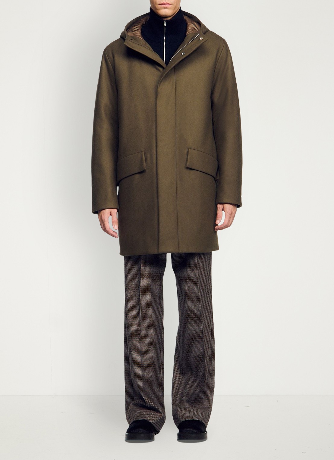 Sandro Parka in wolblend - voorkant 5 taupe