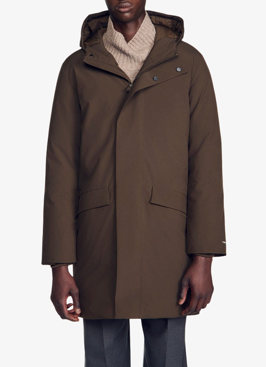 Sandro Parka met klepzakken - detail taupe