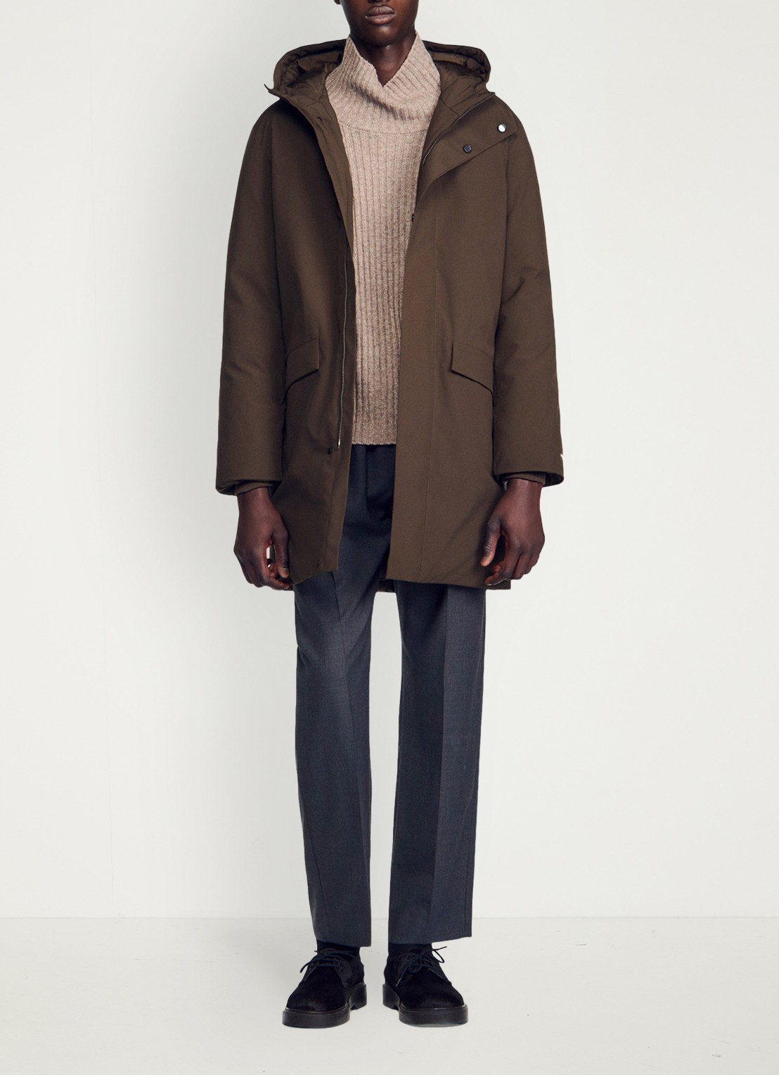 Sandro Parka met klepzakken - detail 2 taupe
