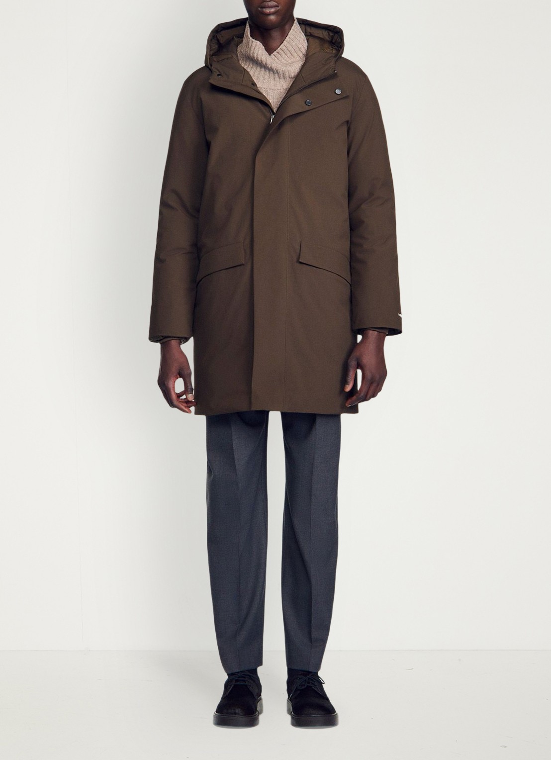 Sandro Parka met klepzakken - voorkant 6 taupe