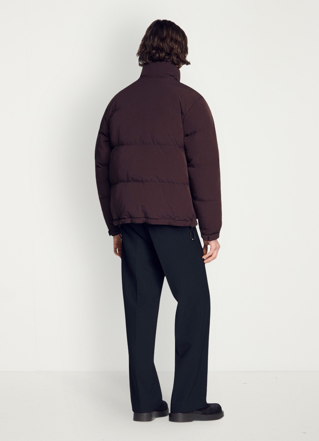 Sandro Puffer jas met logo - achterkant chocoladebruin
