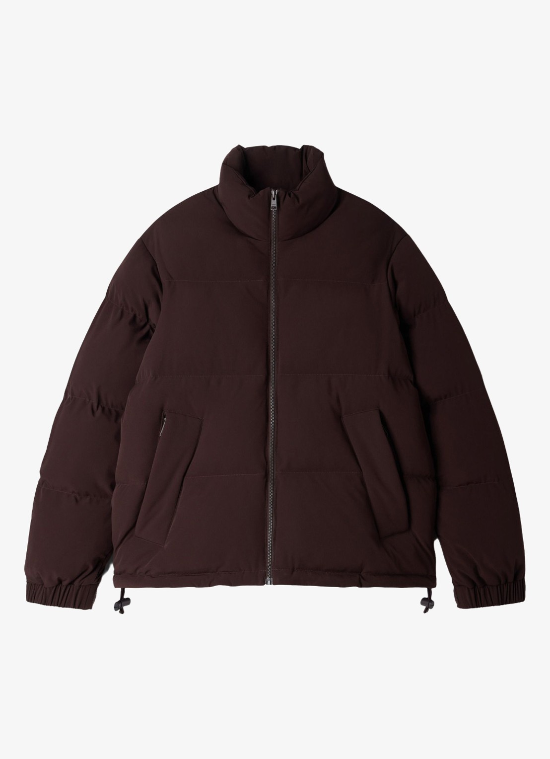 Sandro Puffer jas met logo - voorkant 2 chocoladebruin
