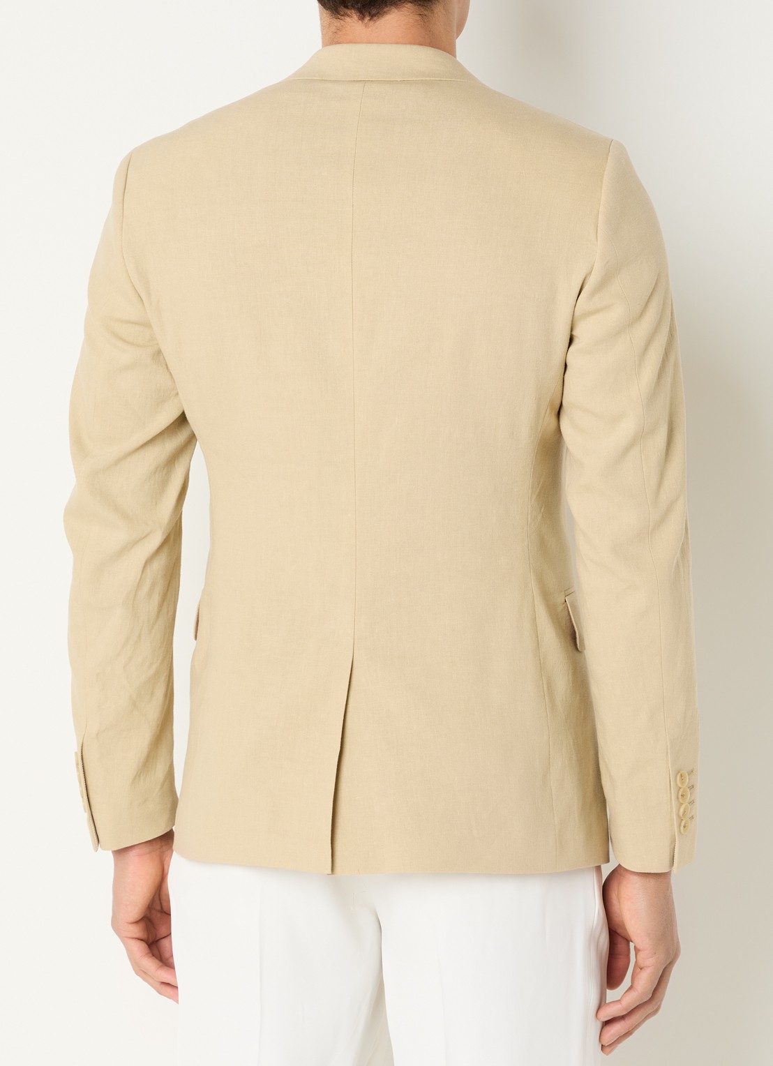 Sandro Regular fit colbert in linnenblend met klepzakken - achterkant khaki