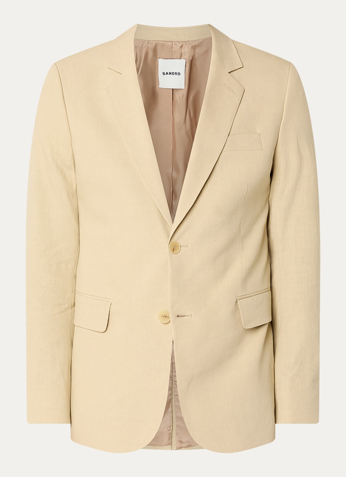 Sandro Regular fit colbert in linnenblend met klepzakken - voorkant 2 khaki
